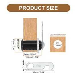 PATIKIL Cabinet Drawer Lock with Keys 4 Pcs 1-1/6" (30mm) Keyed Different Zinc Alloy Security Lock Cylinder Cam for Door Cupboard Household Mailbox Office Black