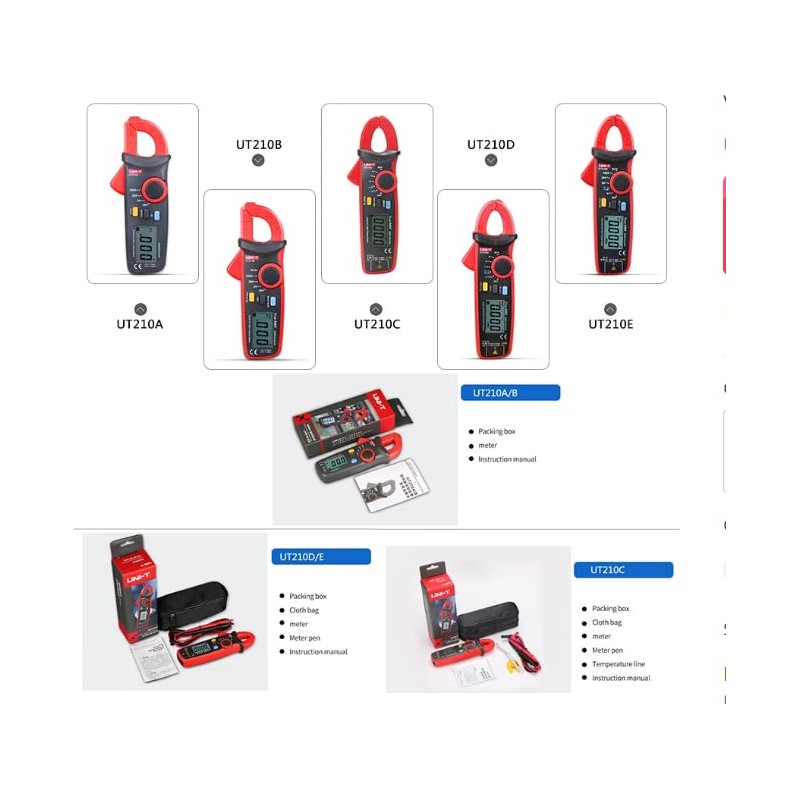 UNI-T UT210B Mini Clamp Meter - TRMS True RMS Measurement,