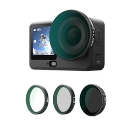 TELESIN [For DJI Osmo Action 6] 3 Pack [CPL+VND 2-32 Variable ND+UV] Lens Filter Set- Snap-On - Polarized, Adjustable Dimmer, UV Reduction Filter, Protective Lens Cover for DJI Osmo Action 6 Accessories