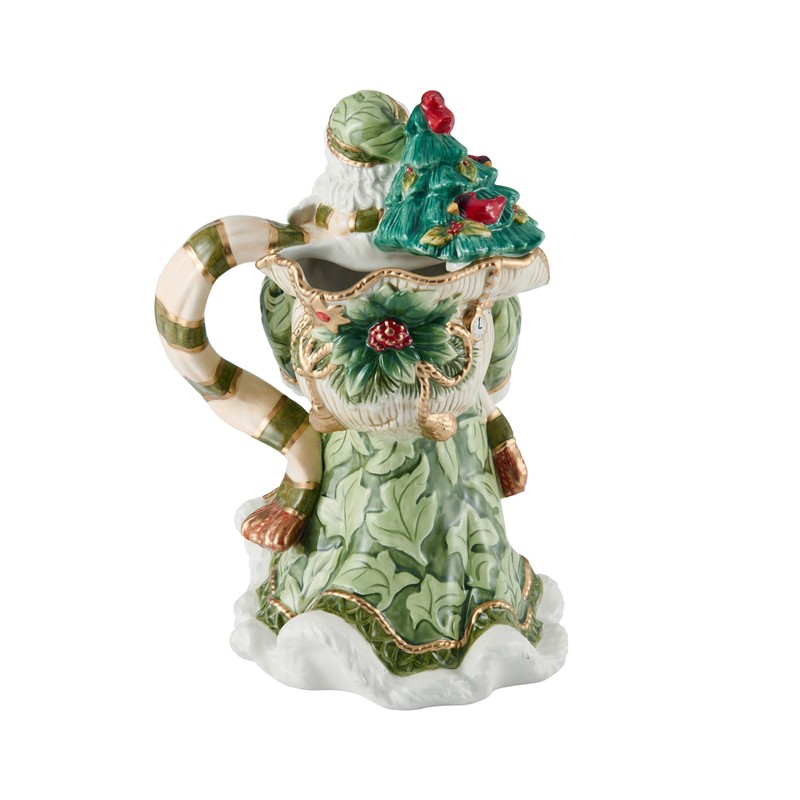 Fitz and Floyd Holiday Home Green Santa Pitcher, 48 Ounce