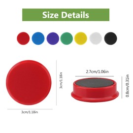 Hisdricus Pack of 28 Neodymium Magnets, Whiteboard Magnets, Magnets for Magnetic Board, Diameter 30 mm, Round Colourful Magnets, Strong Magnets, Suitable for Whiteboard, Fridge, Pin Board, Magnetic