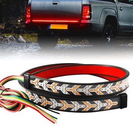 KaiDengZhe Arrow 60 Inch 528LED Truck Tailgate Light Bar Strip RED Brake Sequential Amber Turn Signal Lights Double Flashing Light Tail Light Bar for Pickup Trailer SUV RV Van-1PCS