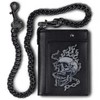 skneephate Mens Leather Wallet With Chain Skull Bifold Wallets Zipper