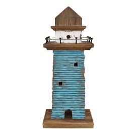 Aecipl Nautical Decor Wooden Lighthouse Beach Themed Ornaments Coastal Ocean Decoration Decorative Wood Light HouseTable Centerpiece Tower Lights Figurine for Shelf Fireplace Tabletop (15.15" H)