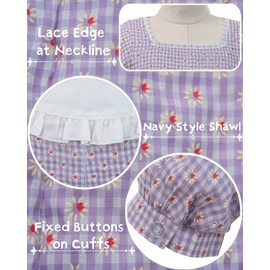 NSPSTT Pioneer Girl Prairie Dress Colonial Dress Girls Costume Purple, L