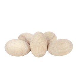 10 x Wooden Eggs solid decoupage plain clean craft decorate beech wood 60x40mm - The size of Chicken Egg - Great for Easter