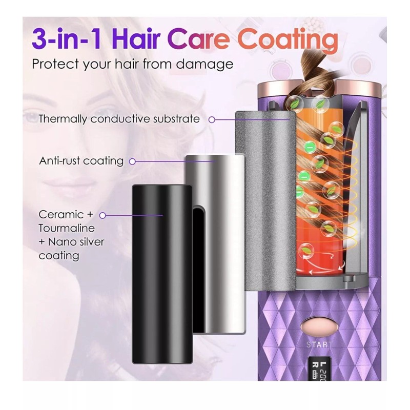 Conair Automatic Curling Iron, Cordless Auto Hair Curler, 6 Temp