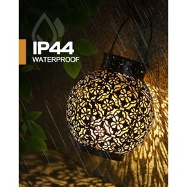 Solar Lantern Outdoor Garden, Garden Light, IP44 Waterproof Lantern, Garden Solar lamp for Sustainable Lighting, Garden Accessories Decorations, Accessories Metal Hanging Patio Lawn Warm White, 2PACKS