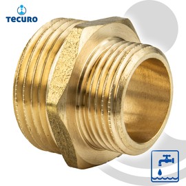 tecuro Double Nipple Reduced, Male Thread on Both Sides G 1/4 x 1/2 Inch, Blank Brass CW617N