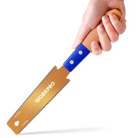 WORKPRO 150 mm Japanese Saw with 0.6 mm SK5 Blade and Wooden Handle, Double Edge Japanese Hand Saw 17TPI/14TPI, Professional Fine Saw Pull Saw for Woodworking DIY Carpenters