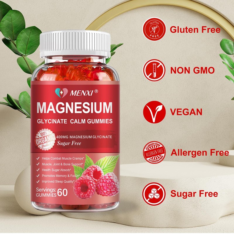 Magnesium Gummies 600mg per Serving-Magnesium Glycinate 400mg and Magnesium Malate