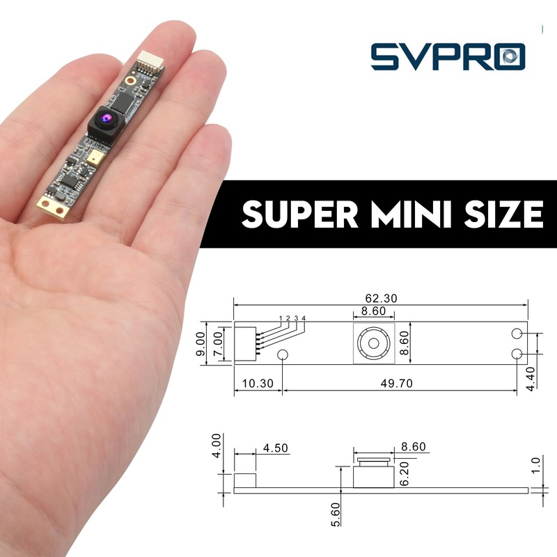 SVPRO 8MP USB Camera Module with Microphone, 102 Degree Wide