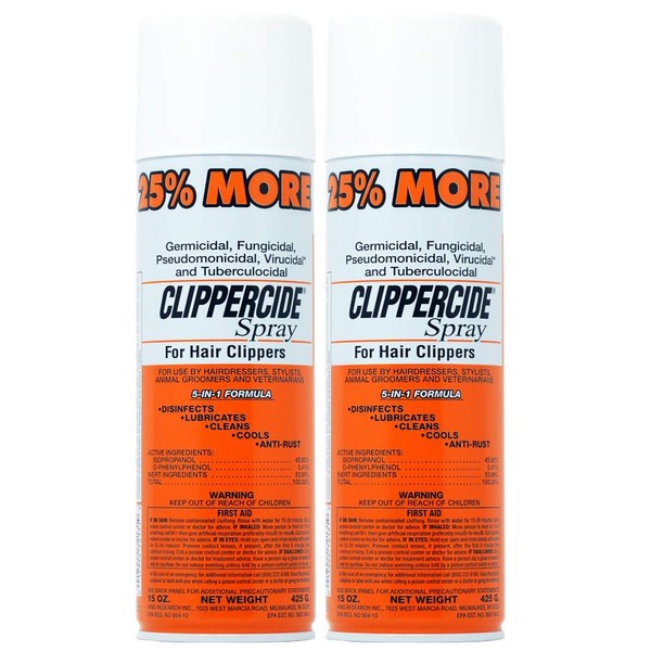 Clippercide Disinfectant Spray 15 Ounce Size (354ml) 2 Count (2 Pack) (72131-2)