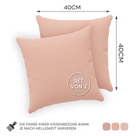Twinzen® Cushion Covers, 100% Jersey Cotton, 150 GSM, Cushion Cover with Zip, OEKO-TEX Certified, 40 x 40 cm, Set of 2, Pink