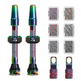 AEYINO Presta Valve Tubeless Stem 44 mm, Valve Stem Kit with Valve Core Removal Tool for Road Bike/Mountain Bike/MTB, Fit Most Bicycle Rims, Super Light Durable Aluminum Stem Colorful