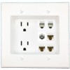 RiteAV Recessed Duplex Receptacle Outlet 3 CAT6 Coax 2 Phone Wall Plate White