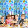 3PCS Hawaiian Element Pattern Foil Fringe Curtains，Birthday Party Backdrop &
