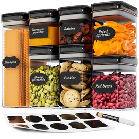 Chef's Path Airtight Food Storage Containers Set for Home Organization - 7 Piece Largest Flip Lock Set w/more Capacity - BPA Free Plastic Dry Food Storage Containers with Lids