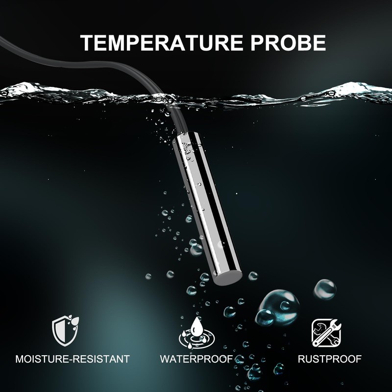 DROK 10K Temperature Sensor Probe 3pcs, 1 Meter Waterproof Stainless