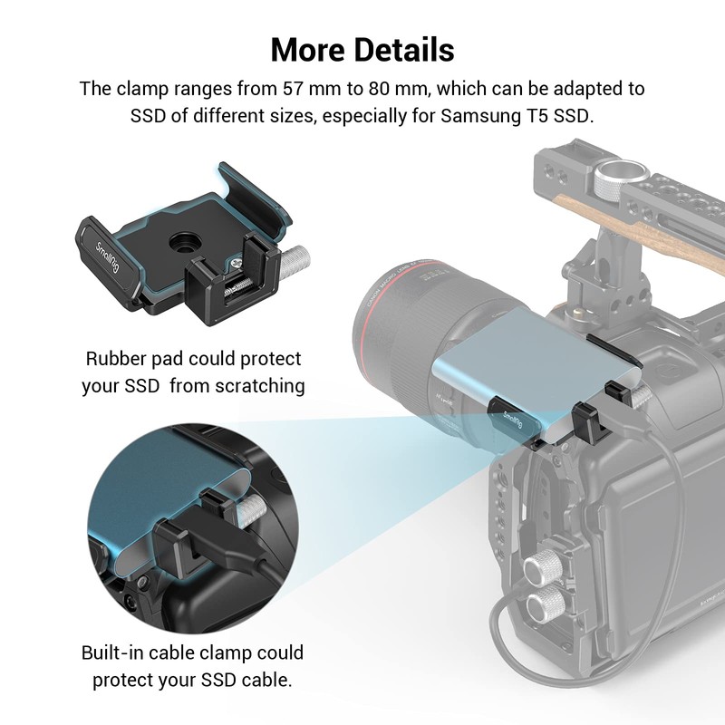 SMALLRIG SSD Mount Bracket for T5 SSD Works with BMPCC