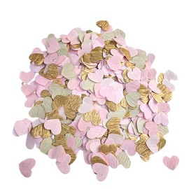 mybbshower Crepe Paper 1 inch Heart Confetti for Table Decor Anniversary Birthday Graduation Wedding Bridal Shower & Baby Shower Parties Decorations 1000Count (pink gold)
