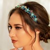 Formery Blue Rhinestone Flower Headband Black Crystal Bead Flowers Hairband