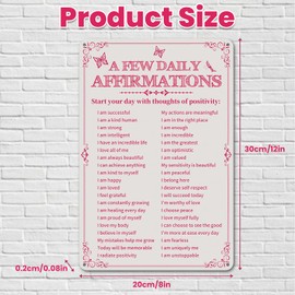 Huipalon Motivational Wall Art Preppy Room Decor Positive Affirmations Quotes Wall Art Girly Bedroom Accessories Y2K Room Decor 7.8 × 11.8 Inch