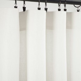 Lush Decor Belgian Flax Linen Blend Window Curtain Panel Single 50" W x 96" L White - Linen Curtains for Bedroom - White Living Room Curtains Farmhouse