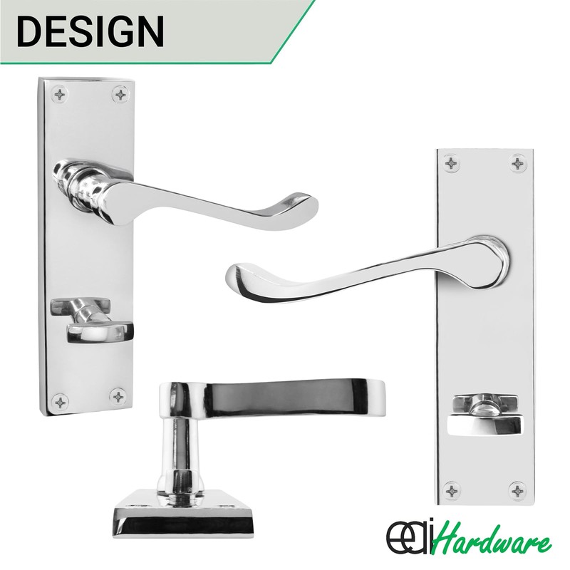 EAI Polished Chrome Victorian Scroll Bathroom Door Handles | 1