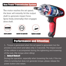 GETUHAND Electric Impact Wrench 1/2 Inch & 12 Volt 400N.M 300ft-lbs Max Torque with 1/2" Strong Square Drive, Portable Car Impact Wrench Kit with Sockets and Carry Case