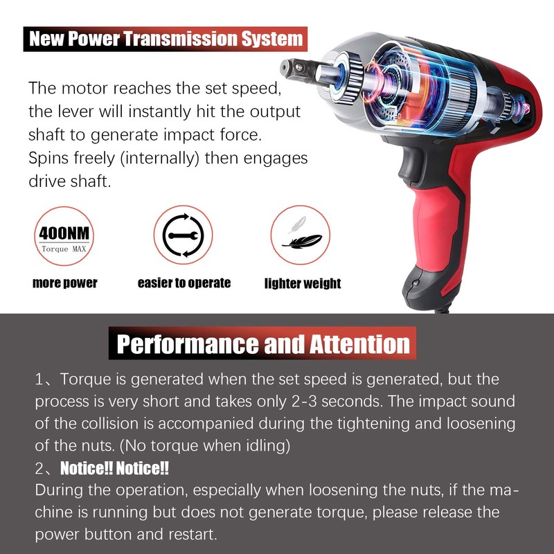 GETUHAND Electric Impact Wrench 1/2 Inch & 12 Volt 400N.M