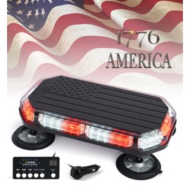 Xprite 42 LED Rooftop Strobe Beacon Lights - Magnetic Mount Emergency Light Bar for Firefighters, Ambulances, Tow Trucks, Construction Vehicles, White Red Flashing Caution Lights