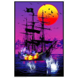 Studio B Pirate Battle Non Flocked Blacklight Poster 24 x 36 24 x 36 Paper