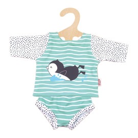 Heless 11 - Penguin Polka Dot Design 4 Piece Swim Set with Swim Outfit, Bath Slippers and Swim Ring Size Approx. 35-45 cm for Bathing Fun on Hot Summer Days