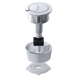 SPARES2GO Universal Toilet Cistern Double Flush Push Button Set for 20mm 40mm 50mm 60mm Lid Hole (Chrome Silver)
