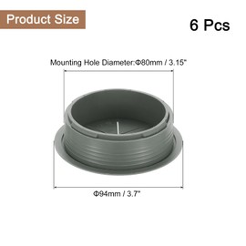 sourcing map 6 Pcs Desk Grommet, 3.15 inch 80mm Desk Cable Hole Cover, Desk Wire Hole Insert for Home Office Table Cabinet Cord Organizer, Drak Gray