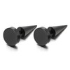 Pair 8MM Black Circle Stud Earrings in Stainless Steel for