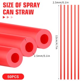 50Pcs Spray Can Replacement Straws, Spray Can Nozzle Extension Straws Red Plastic Straw for Spray Can Extension, 5 Inches