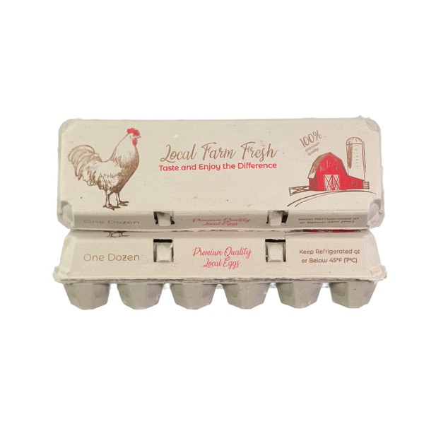 Printed Egg Cartons Red/Brown Design - 100 units