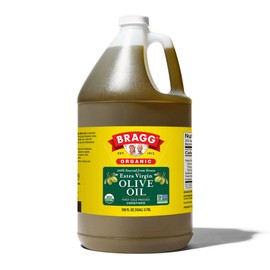 Bragg Organic Extra Virgin Olive Oil – Made with Greek Koroneiki Olives – Cold Pressed EVOO for Marinades & Vinaigrettes – USDA Certified, Non-GMO, Kosher (128 fluid Ounce)