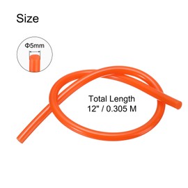 uxcell Polyurethane Round Belts 5mm Dia, 12" Length PU Polyurethane Belt for Drive Transmission (Smooth Surface, Orange)