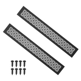 PATIKIL 20 x 3 Inch Door Air Vent Cover, 2 Pcs Heavy Duty Aluminum Grille Ventilation Cover Louvered with Mounting Screws for Cabinet Wardrobe Door, Black