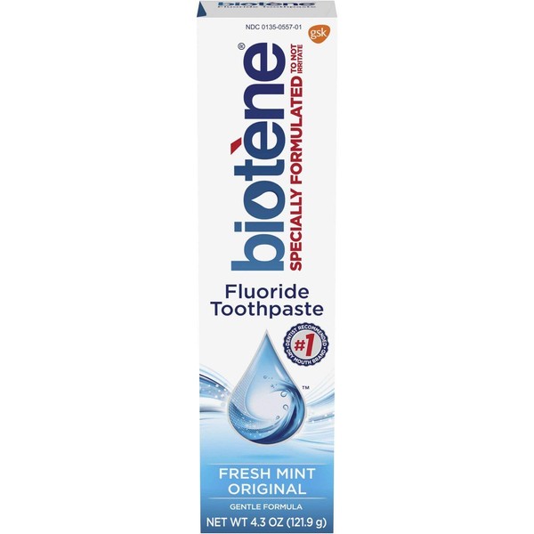 Biotene Gentle Formula Fluoride Toothpaste, Fresh Mint 4.3 oz ( Pack of 8)