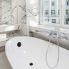 CalcMetal Dual Hole Bathtub Drain Overflow Plate with Two Matching