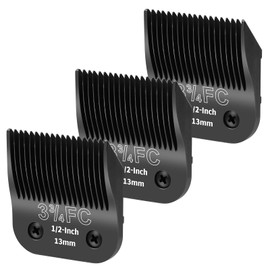 YAZIYIR 3 Pack 3-3/4FC Detachable Dog Grooming Steel Blades,Compatible with Andis,Oster A5,Wahl KM-10 Series,Cut Length 1/2" 13MM （Black）