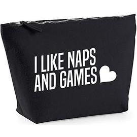 Hippowarehouse I Like Naps And Games printed make up cosmetic wash bag 18x19x9cm