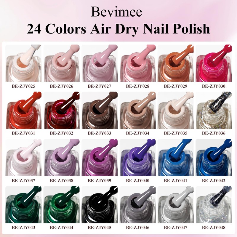 Quick Dry Nail Polish Set 24 Colors Regular Fingernail Polish