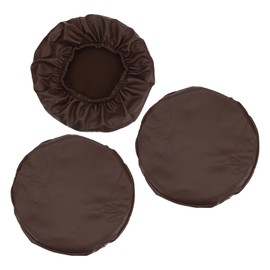 PATIKIL Round Bar Stool Cover, 3 Pack PU Leather Elastic Bar Stool Cover Waterproof Stool Cushions for Diameter 12"-14" Chair, Brown