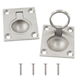 Adyoney 2Pcs 304 Stainless Steel 2" x 1.6" Square Boat Hatch Latch Cabinet Flush Mount Lifting Ring Pull Handles, Marine Floor Buckle, Marine Yacht Drawer Door Handle