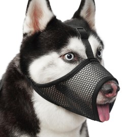 Mayerzon Dog Muzzle, Soft Muzzles for Large Medium Small Dogs, Mesh Dog Muzzle with Over-Head Strap for Biting Chewing Barking, Breathable Muzzle for Grooming Vet Visits Walking Allowing Drinking